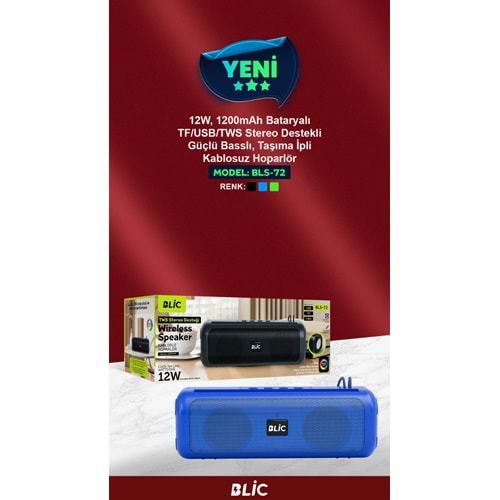 HOPARLÖR BLS-72 BLİC MÜZİK KUTUSU